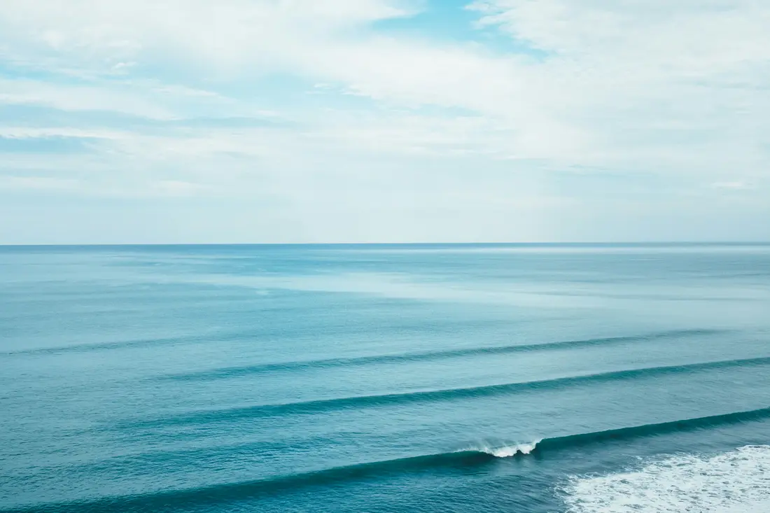 Clean ocean swell lines off the coast